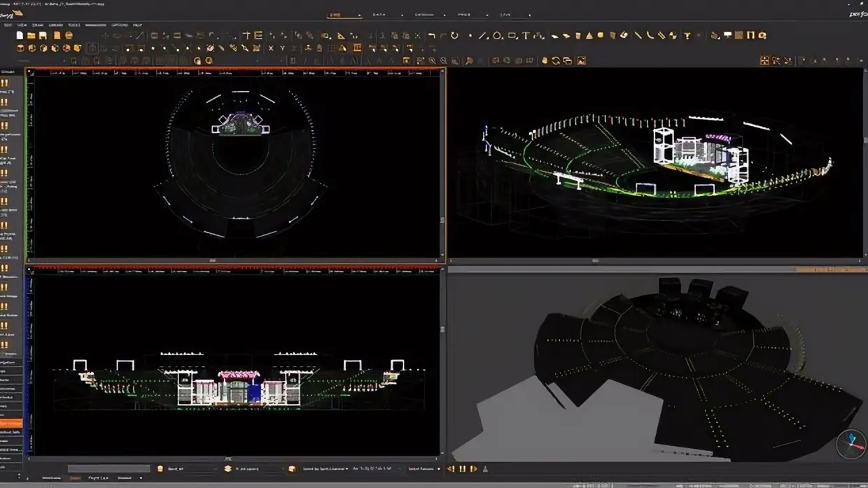Stage plans on screen
